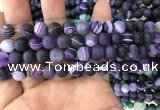 CAA1496 15.5 inches 8mm round matte banded agate beads wholesale