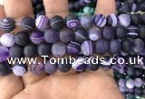 CAA1498 15.5 inches 12mm round matte banded agate beads wholesale