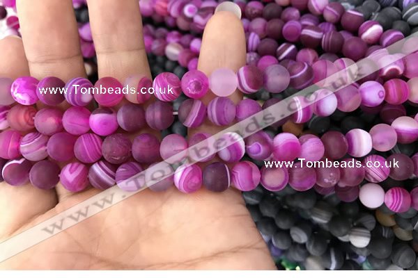 CAA1500 15.5 inches 6mm round matte banded agate beads wholesale