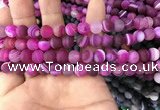 CAA1501 15.5 inches 8mm round matte banded agate beads wholesale