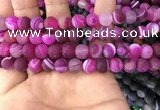 CAA1502 15.5 inches 10mm round matte banded agate beads wholesale