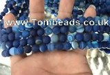 CAA1505 15.5 inches 6mm round matte banded agate beads wholesale