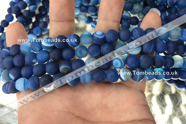CAA1505 15.5 inches 6mm round matte banded agate beads wholesale