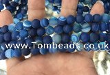 CAA1506 15.5 inches 8mm round matte banded agate beads wholesale