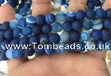 CAA1508 15.5 inches 12mm round matte banded agate beads wholesale