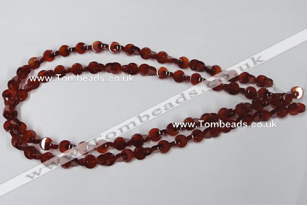 CAA151 15.5 inches 8*8mm curved moon red agate gemstone beads