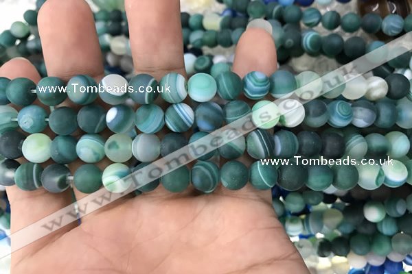 CAA1510 15.5 inches 6mm round matte banded agate beads wholesale