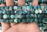 CAA1512 15.5 inches 10mm round matte banded agate beads wholesale