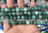 CAA1516 15.5 inches 8mm round matte banded agate beads wholesale