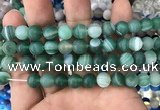 CAA1518 15.5 inches 12mm round matte banded agate beads wholesale