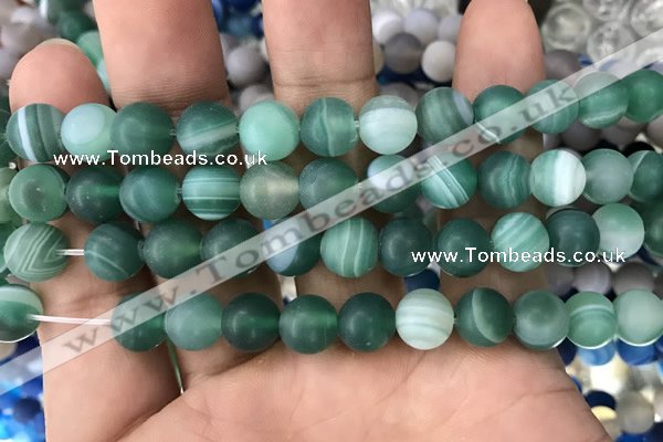 CAA1518 15.5 inches 12mm round matte banded agate beads wholesale