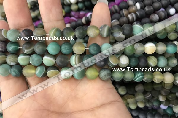 CAA1520 15.5 inches 6mm round matte banded agate beads wholesale