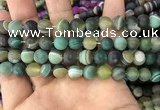 CAA1522 15.5 inches 10mm round matte banded agate beads wholesale