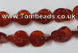 CAA153 15.5 inches 12*12mm curved moon red agate gemstone beads