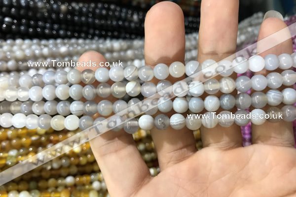 CAA1530 15.5 inches 4mm round banded agate beads wholesale