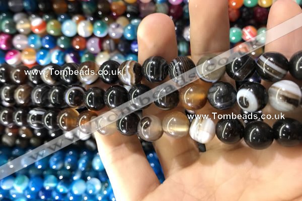 CAA1539 15.5 inches 10mm round banded agate beads wholesale