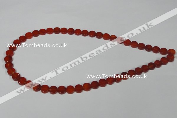 CAA154 15.5 inches 8mm coin red agate gemstone beads