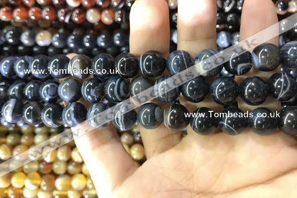 CAA1545 15.5 inches 10mm round banded agate beads wholesale