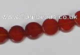 CAA155 15.5 inches 10mm coin red agate gemstone beads