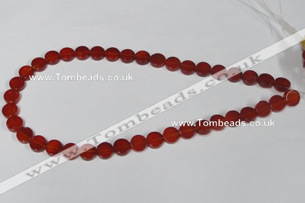 CAA155 15.5 inches 10mm coin red agate gemstone beads