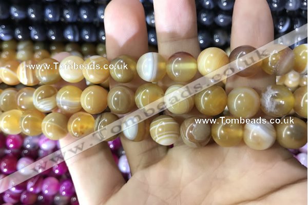 CAA1552 15.5 inches 12mm round banded agate beads wholesale