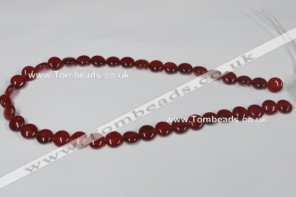 CAA156 15.5 inches 10mm flat round red agate gemstone beads