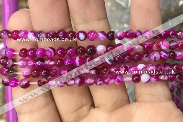 CAA1560 15.5 inches 4mm round banded agate beads wholesale