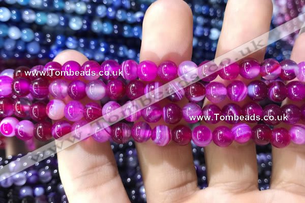 CAA1561 15.5 inches 6mm round banded agate beads wholesale