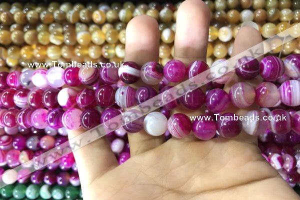 CAA1562 15.5 inches 8mm round banded agate beads wholesale