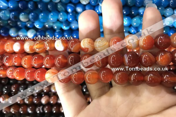 CAA1568 15.5 inches 8mm round banded agate beads wholesale