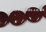 CAA158 15.5 inches 18mm flat round red agate gemstone beads