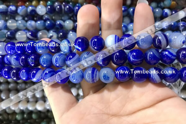 CAA1580 15.5 inches 8mm round banded agate beads wholesale