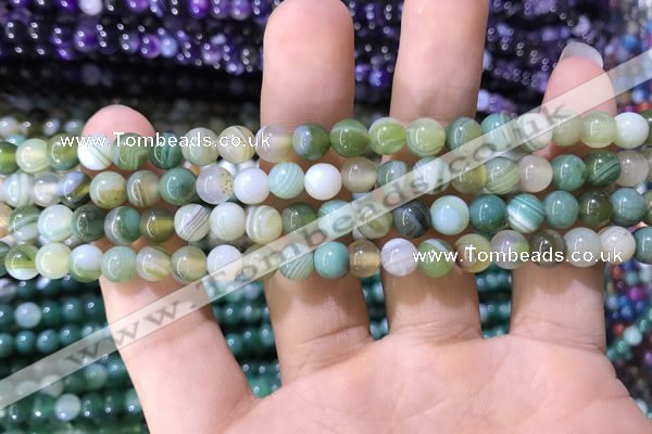 CAA1584 15.5 inches 4mm round banded agate beads wholesale