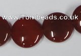 CAA159 15.5 inches 20mm flat round red agate gemstone beads