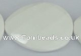 CAA16 15.5 inches 40*50mm faceted flat teardrop white agate beads
