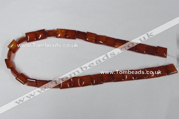 CAA160 15.5 inches 12*12mm square red agate gemstone beads