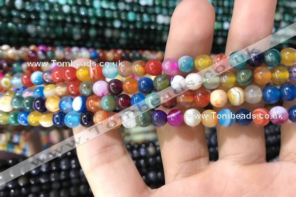 CAA1602 15.5 inches 4mm round banded agate beads wholesale