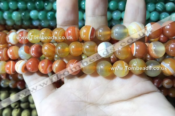 CAA1611 15.5 inches 10mm round banded agate beads wholesale
