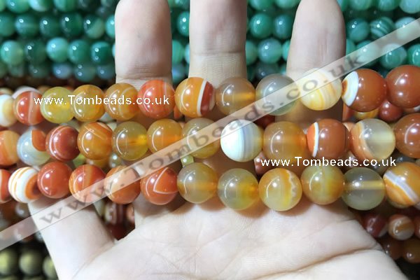 CAA1612 15.5 inches 12mm round banded agate beads wholesale