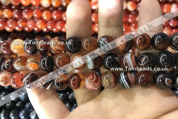 CAA1624 15.5 inches 12mm round banded agate beads wholesale