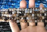CAA1635 15.5 inches 6mm faceted round banded agate beads