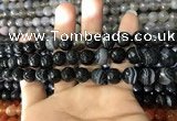 CAA1642 15.5 inches 10mm faceted round banded agate beads