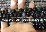 CAA1643 15.5 inches 12mm faceted round banded agate beads