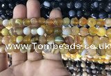 CAA1646 15.5 inches 8mm faceted round banded agate beads