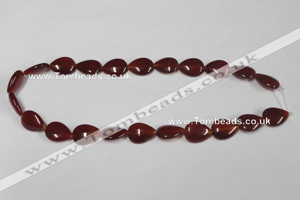 CAA165 15.5 inches 13*18mm flat teardrop red agate gemstone beads