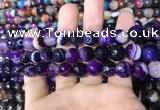 CAA1652 15.5 inches 10mm faceted round banded agate beads