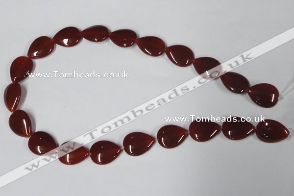 CAA166 15.5 inches 15*20mm flat teardrop red agate gemstone beads