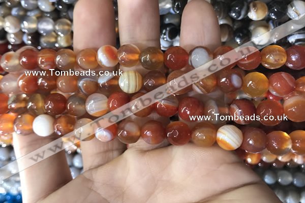 CAA1661 15.5 inches 8mm faceted round banded agate beads