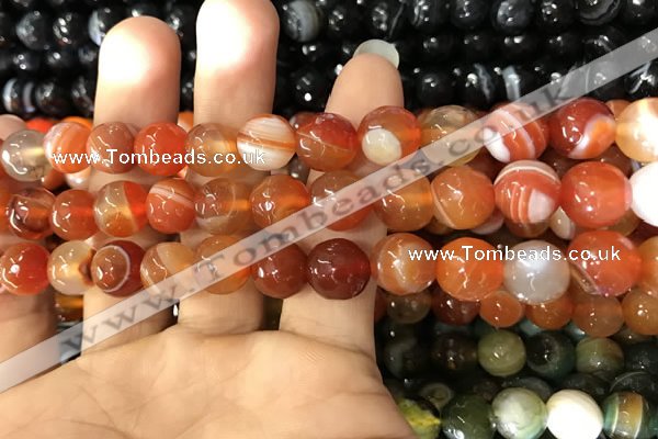 CAA1663 15.5 inches 12mm faceted round banded agate beads