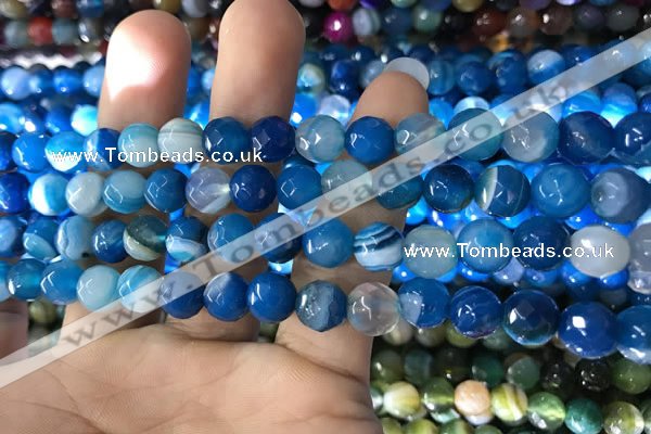 CAA1666 15.5 inches 8mm faceted round banded agate beads